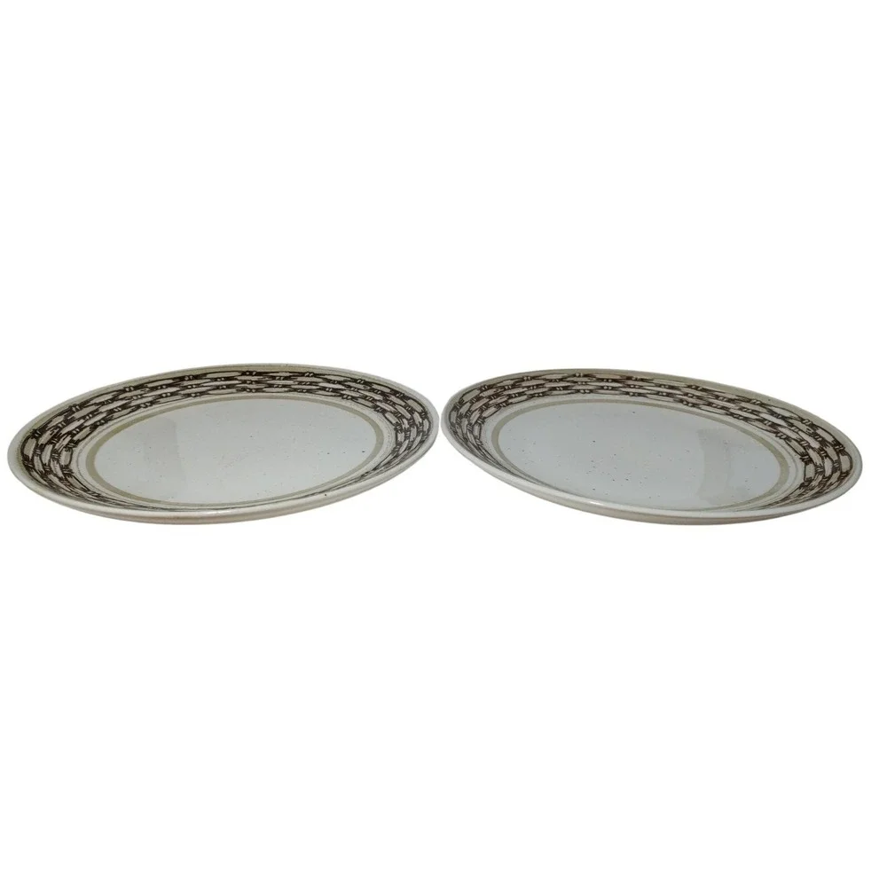Vintage Royal China Dinner Plates Basketweave‎ Cavalier Ironstone Set of Two